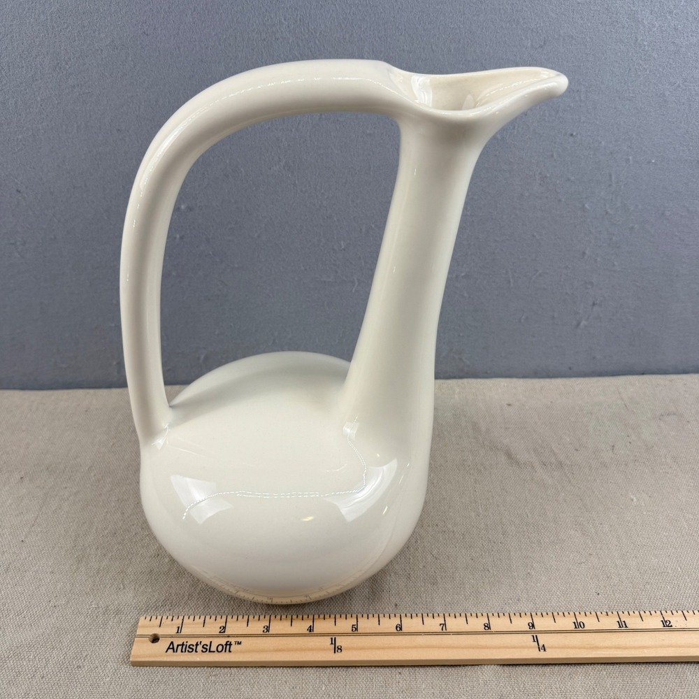Vintage Jaru California Pottery Ewer MCM Cream Ceramic Pitcher Vase 11" - Picture 8 of 8